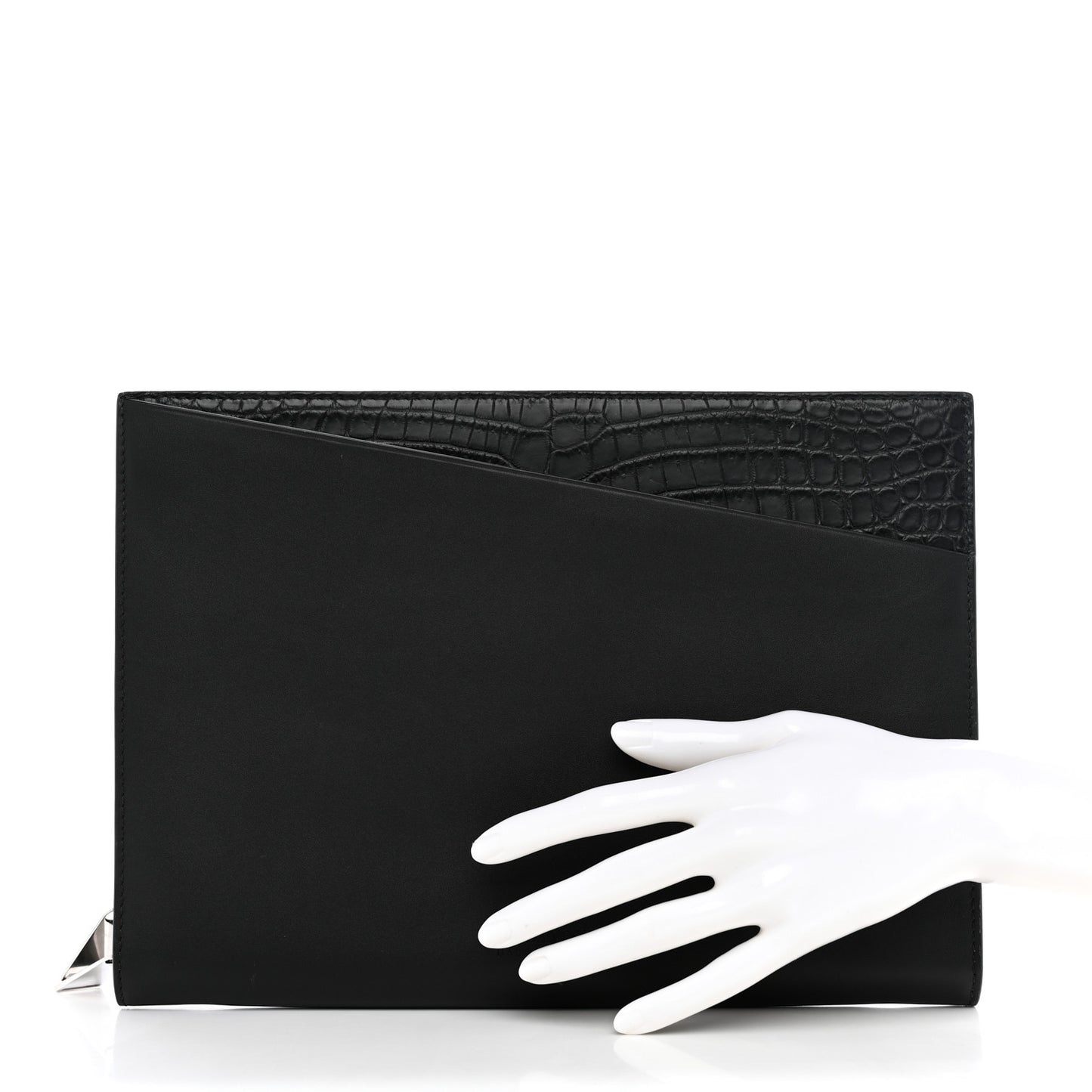 Calfskin Crocodile Embossed Document Case Black