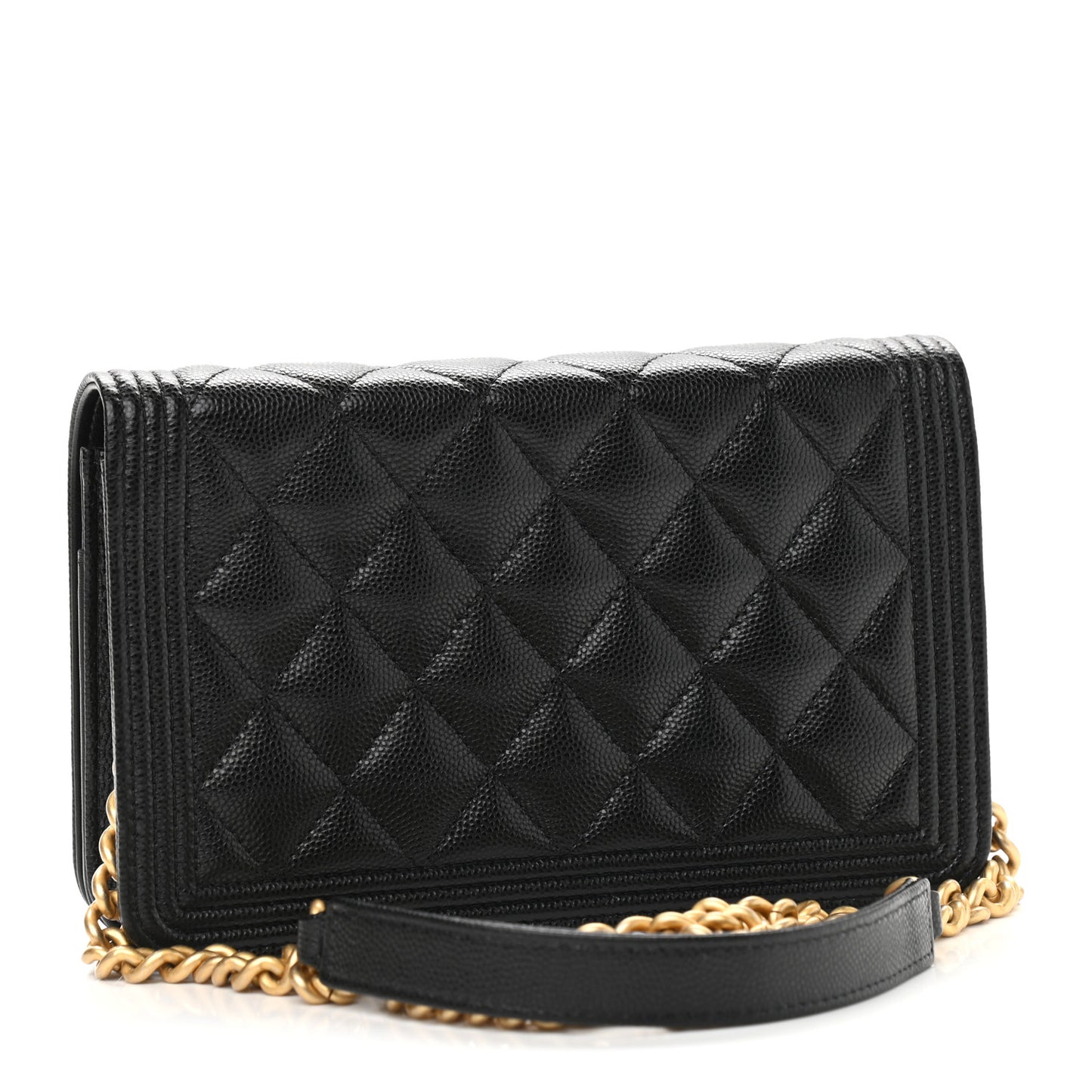 Caviar Quilted Boy Wallet On Chain WOC Black