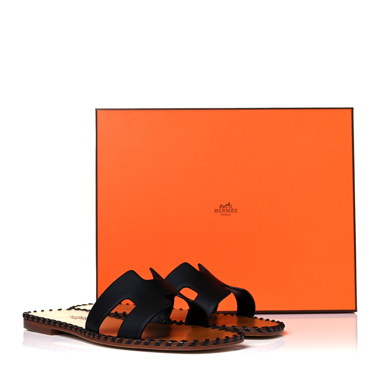 Box Calfskin Braided Oran Sandals 36.5 Black