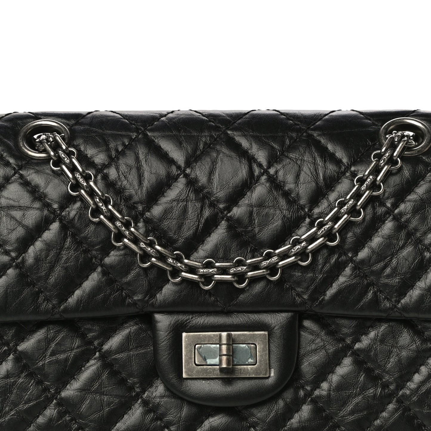 Aged Calfskin Quilted 2.55 Reissue Mini Flap Black