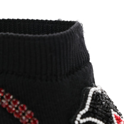 Valentino Garavani Body Tech Knit Embroidered High Top Sneakers 35 Black 9 of 9