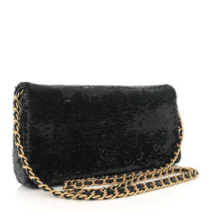 Chanel Sequin Paris Cosmopolite Dare To Disturb Flap Black Gold 3 of 12