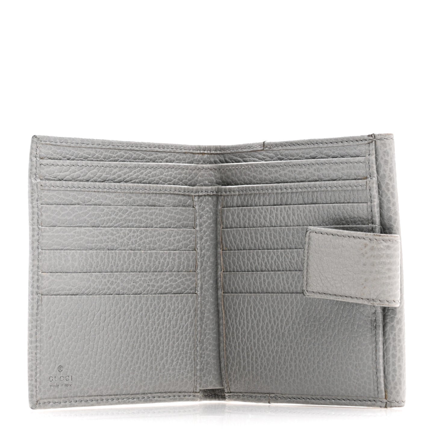 Dollar Calfskin Double G French Flap Wallet Grey
