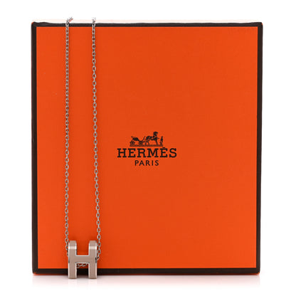 Hermes Lacquered Palladium Pop H Pendant Necklace Marron Glace 7 of 7