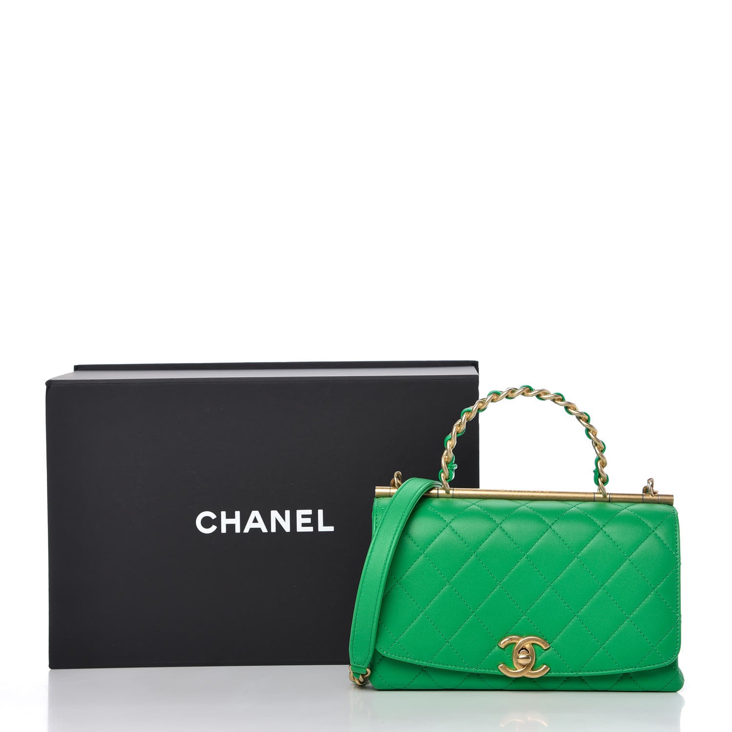 Chanel Lambskin Quilted La Parisienne Top Handle Flap Green 11 of 11