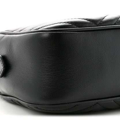 Gucci Calfskin Matelasse Small GG Marmont Chain Shoulder Bag Black Black 8 of 9