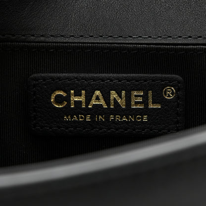 Chanel Calfskin Small Boy Logo Top Handle Flap Black 6 of 12