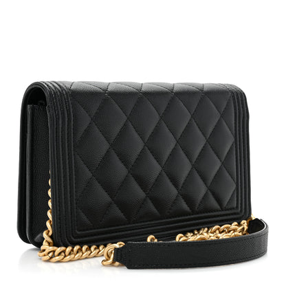 Chanel Caviar Quilted Boy Wallet On Chain WOC Black 3 of 12