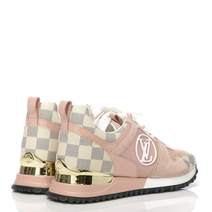 Louis Vuitton Suede Damier Azur Run Away Sneakers 36.5 Pink 4 of 9