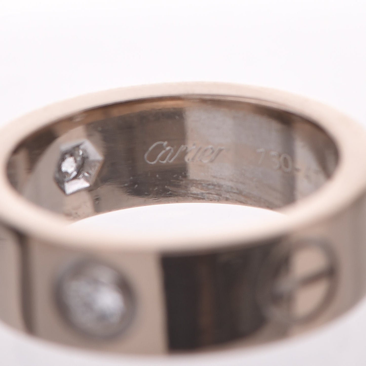 18K White Gold 3 Diamond 5.5mm LOVE Ring 47 4