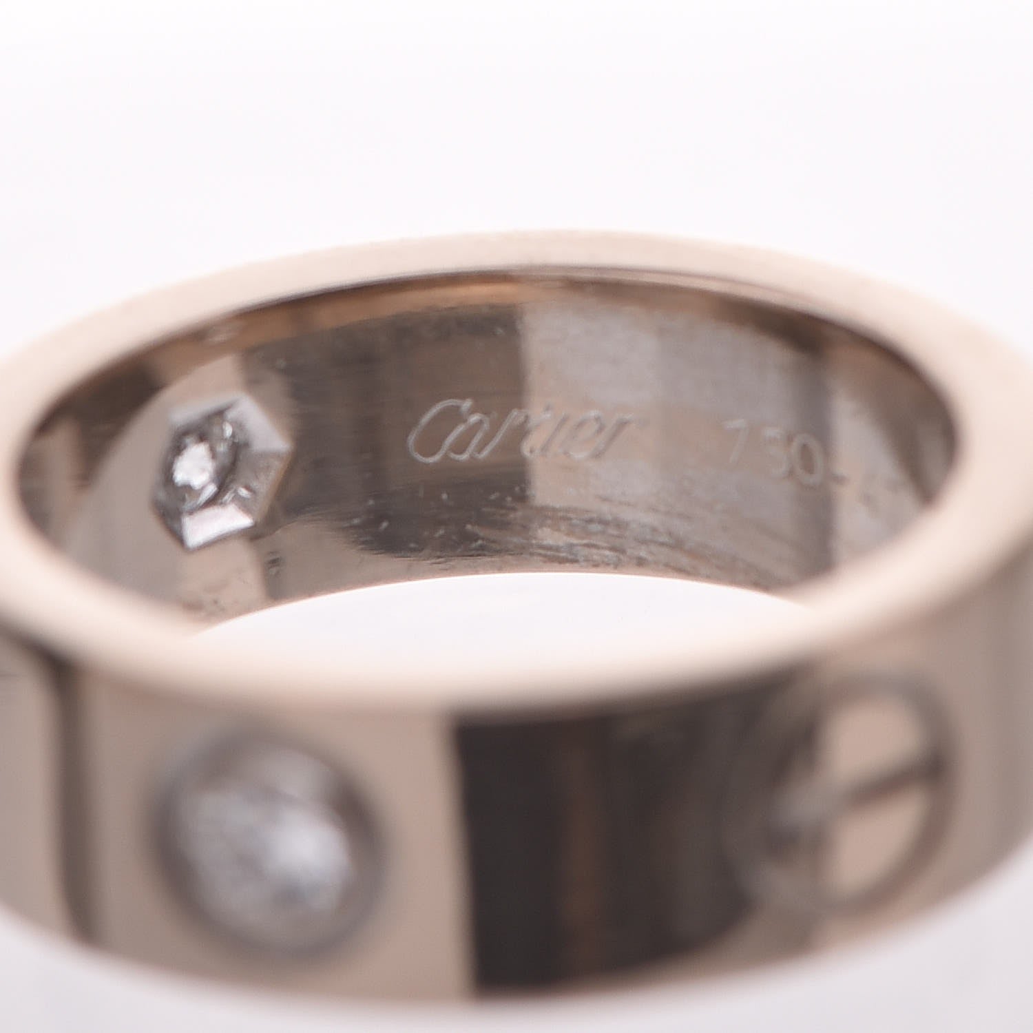 Cartier 18K White Gold 3 Diamond 5.5mm LOVE Ring 47 4 4 of 5