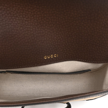 Gucci Monogram Jumbo GG Textured Dollar Calfskin Web Mini Horsebit 1955 Shoulder Bag Camel Ebony New Acero 5 of 11