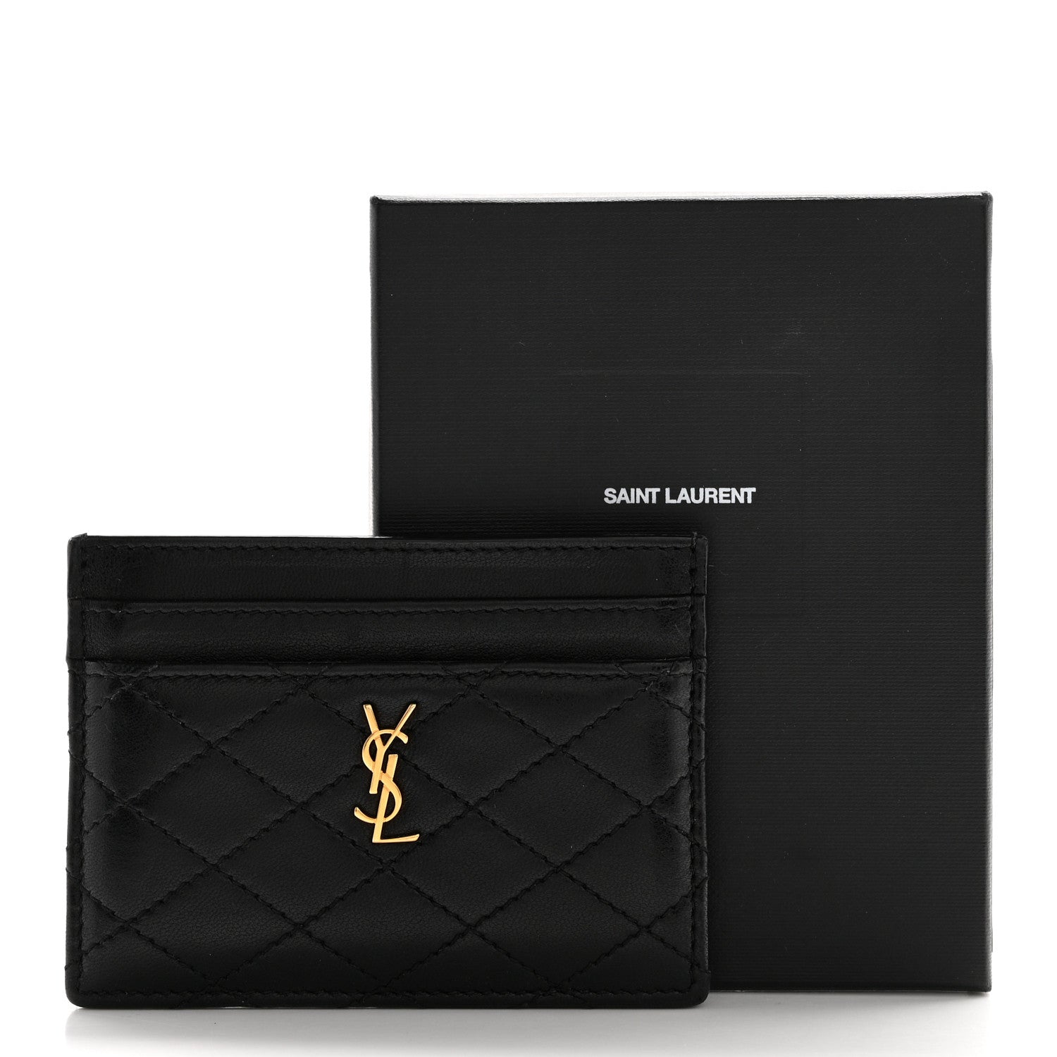 Saint Laurent Lambskin Quilted Gaby Credit Card Case Black 12 of 12