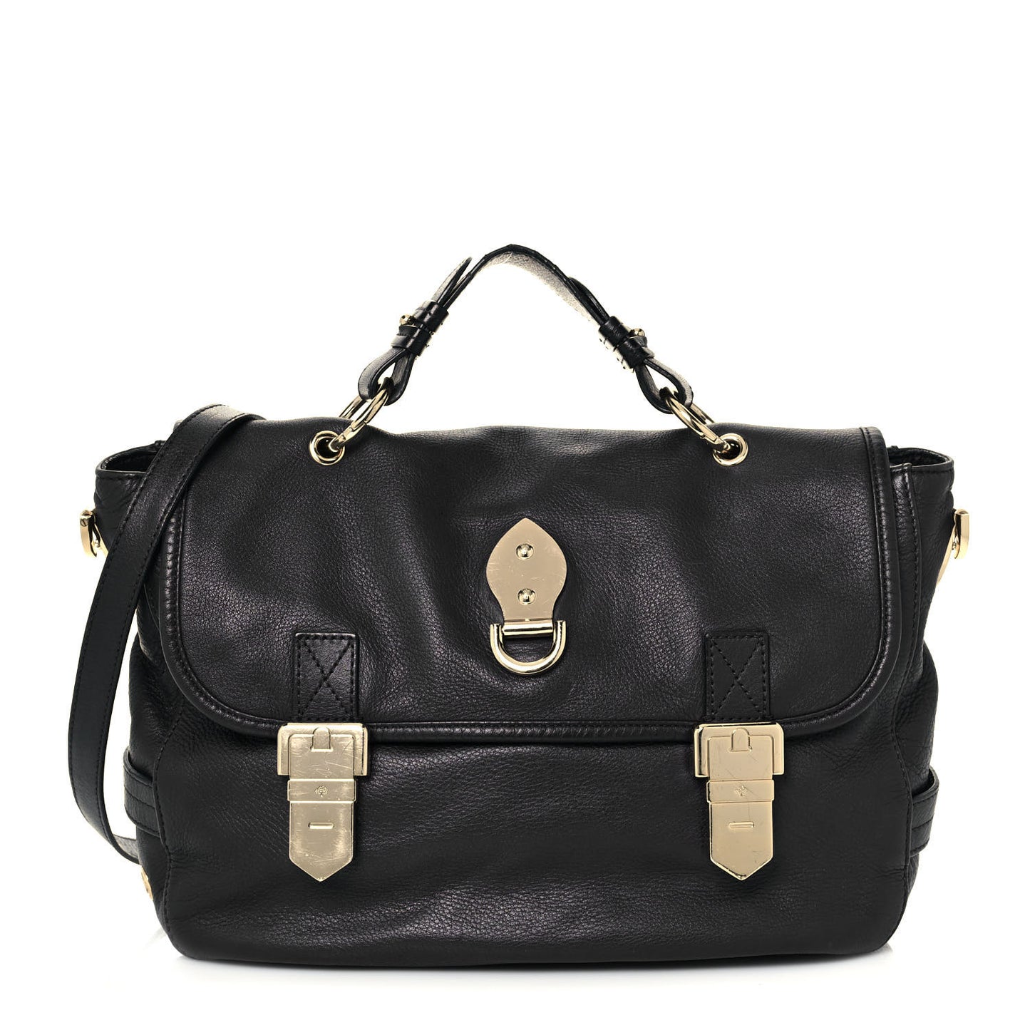 Soft Grain Calfskin Tillie Satchel Black