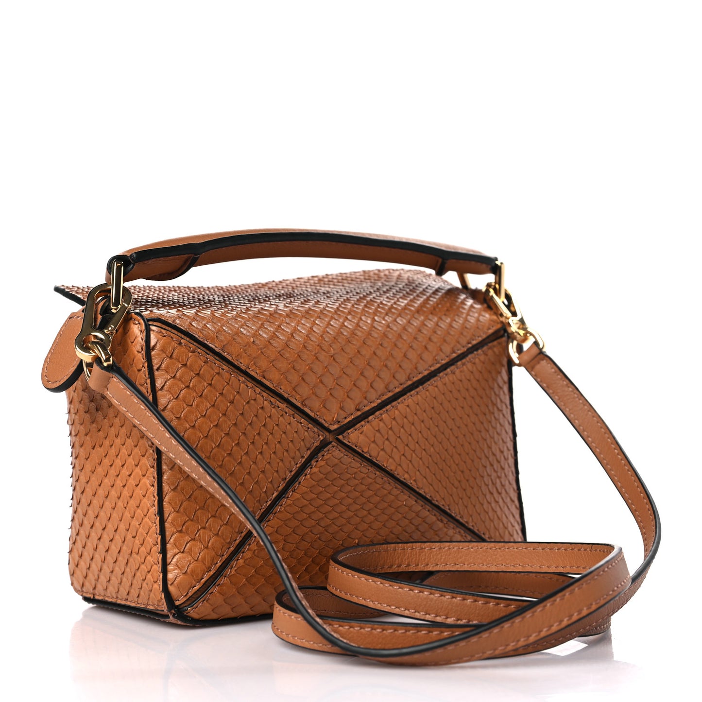 Snakeskin Mini Puzzle Bag Tan
