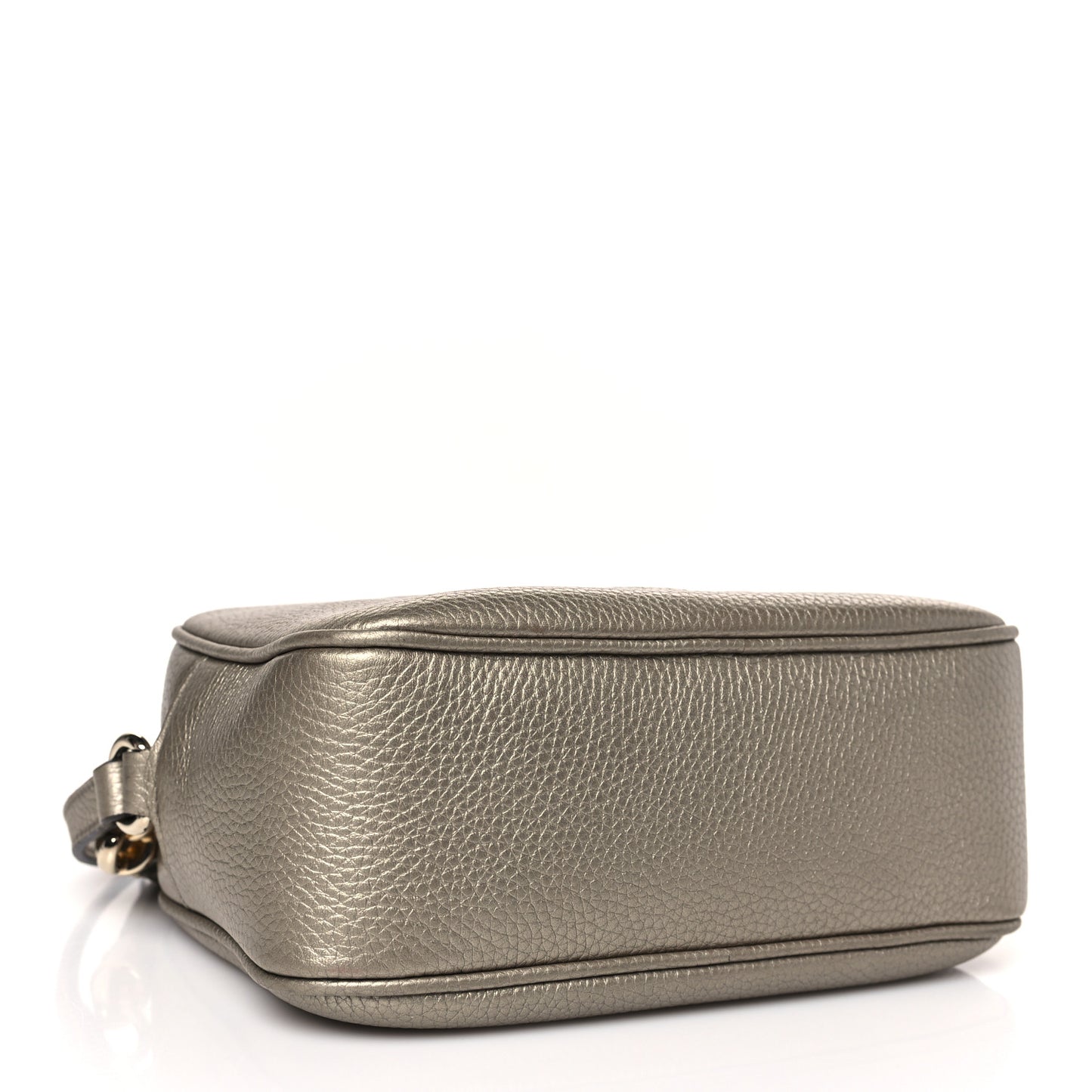 Metallic Pebbled Calfskin Small Soho Disco Bag Golden Beige