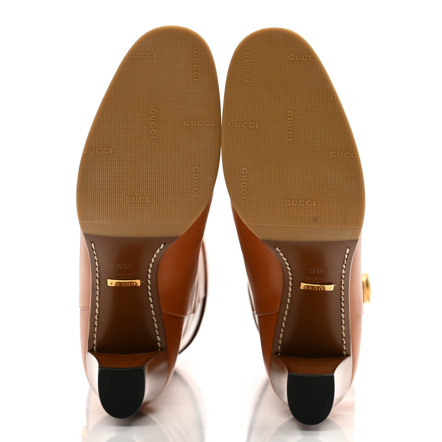 Gucci Calfskin Half Horsebit Tall Boots 39.5 Cognac 5 of 12