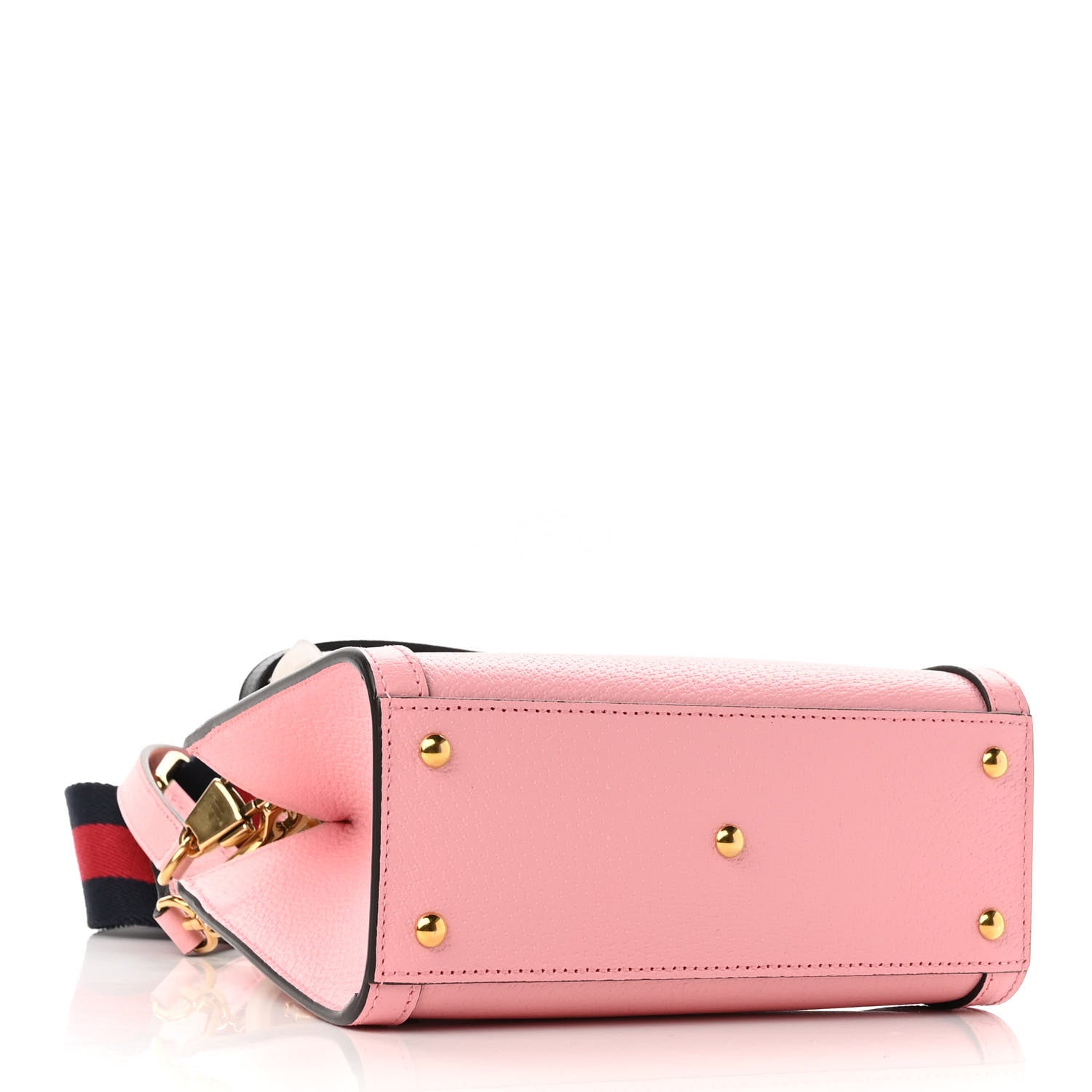 Gucci Textured Dollar Calfskin Web Mini Diana Tote Bag Wild Rose Black 4 of 8