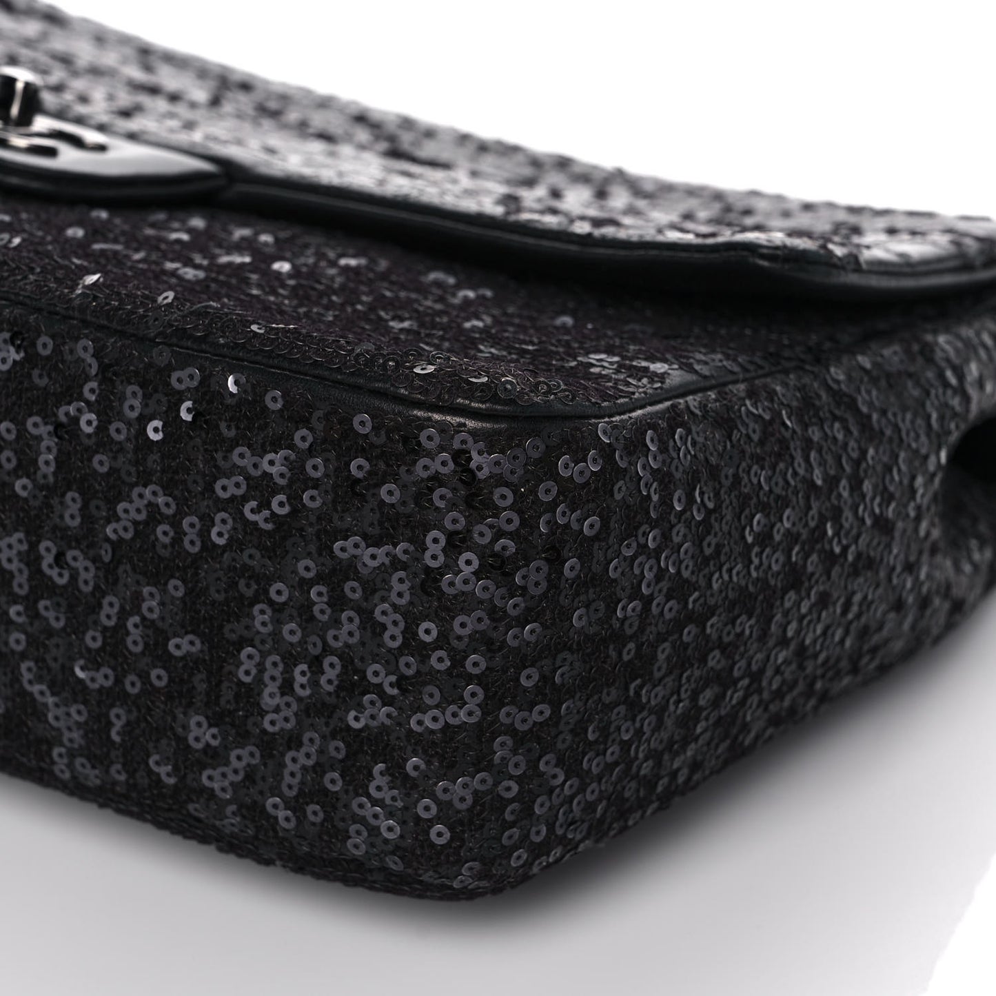 Sequin Lambskin Jumbo Moonlight on Water Flap Black