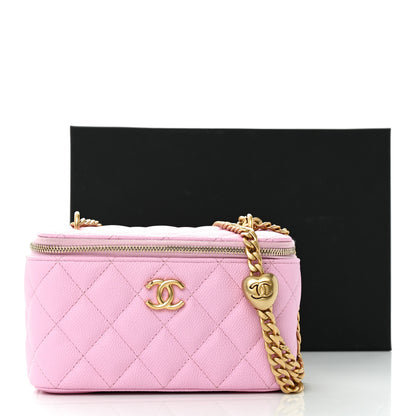 Chanel Caviar Quilted Sweetheart Vanity Case Pink 14 of 14