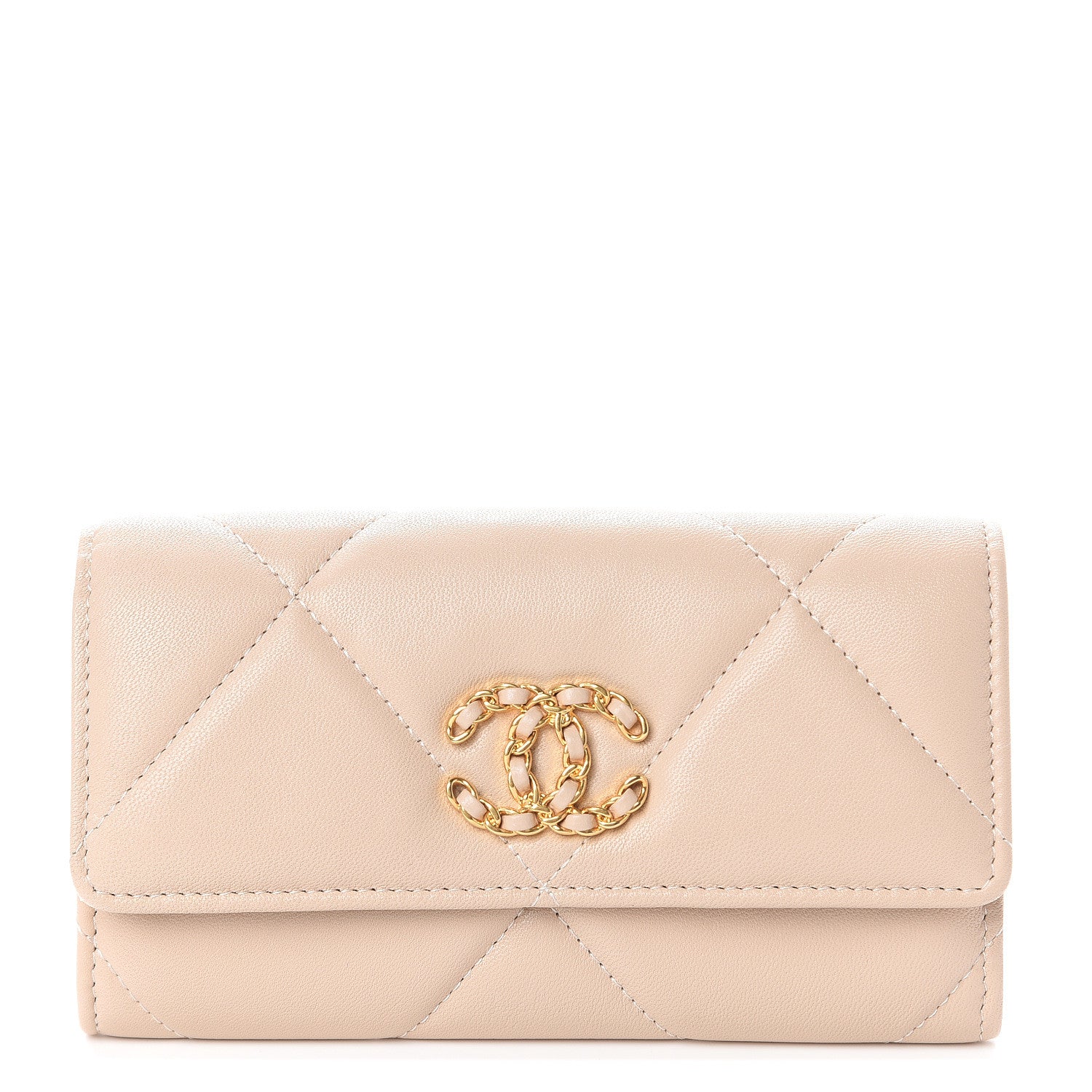 Chanel Lambskin Quilted 19 Flap Wallet Beige 1 of 7