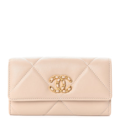 Chanel Lambskin Quilted 19 Flap Wallet Beige 1 of 7