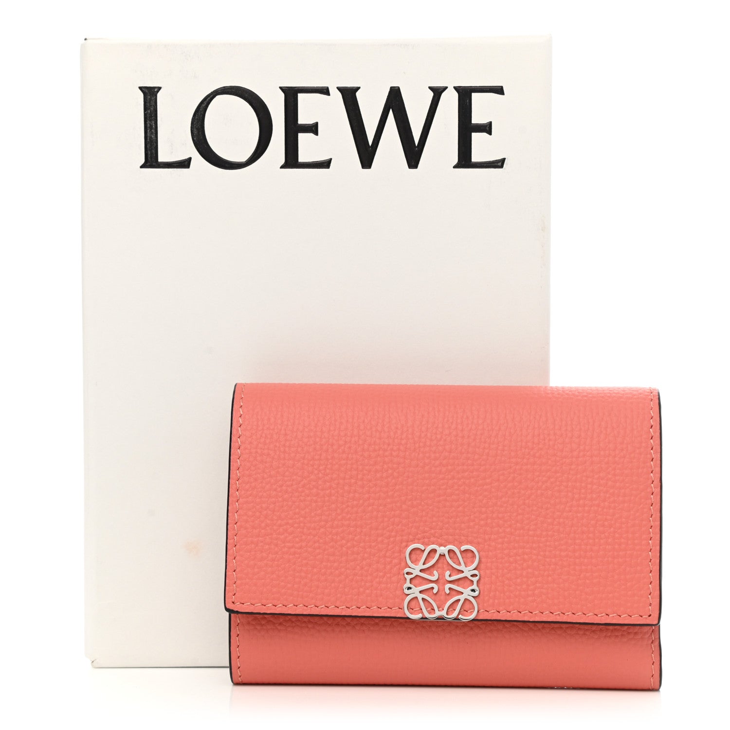 Loewe Pebble Grain Calfskin Anagram Small Vertical Wallet Pink Tulip 9 of 9