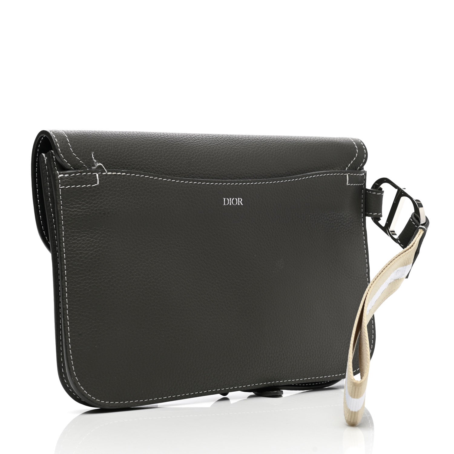Christian Dior X KAWS Grained Calfskin Saddle Wristlet Grey 2 of 10