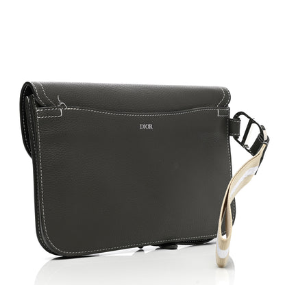 Christian Dior X KAWS Grained Calfskin Saddle Wristlet Grey 2 of 10