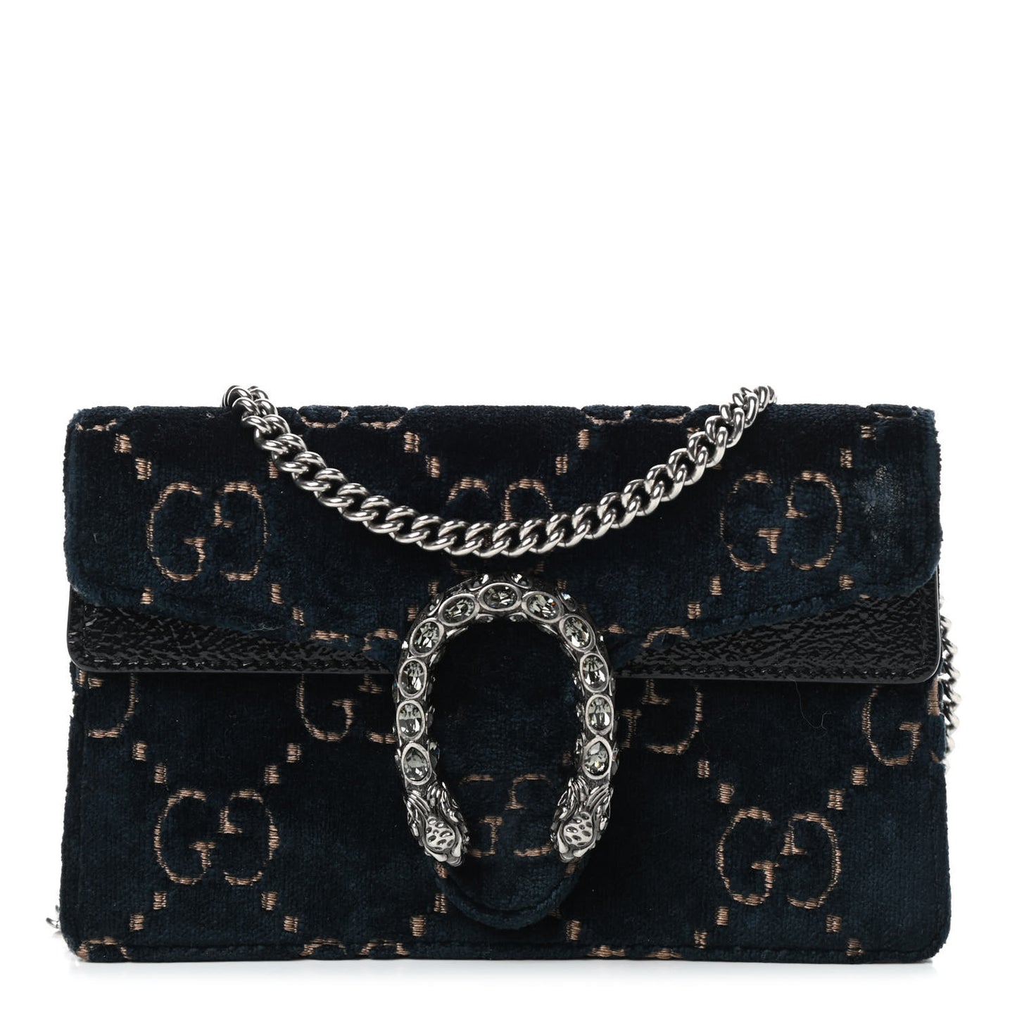 Velvet GG Monogram Super Mini Dionysus Shoulder Bag Blue Beige Black
