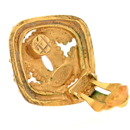 Chanel Metal CC Diamond Shaped Clip On Earrings Gold 7 of 8