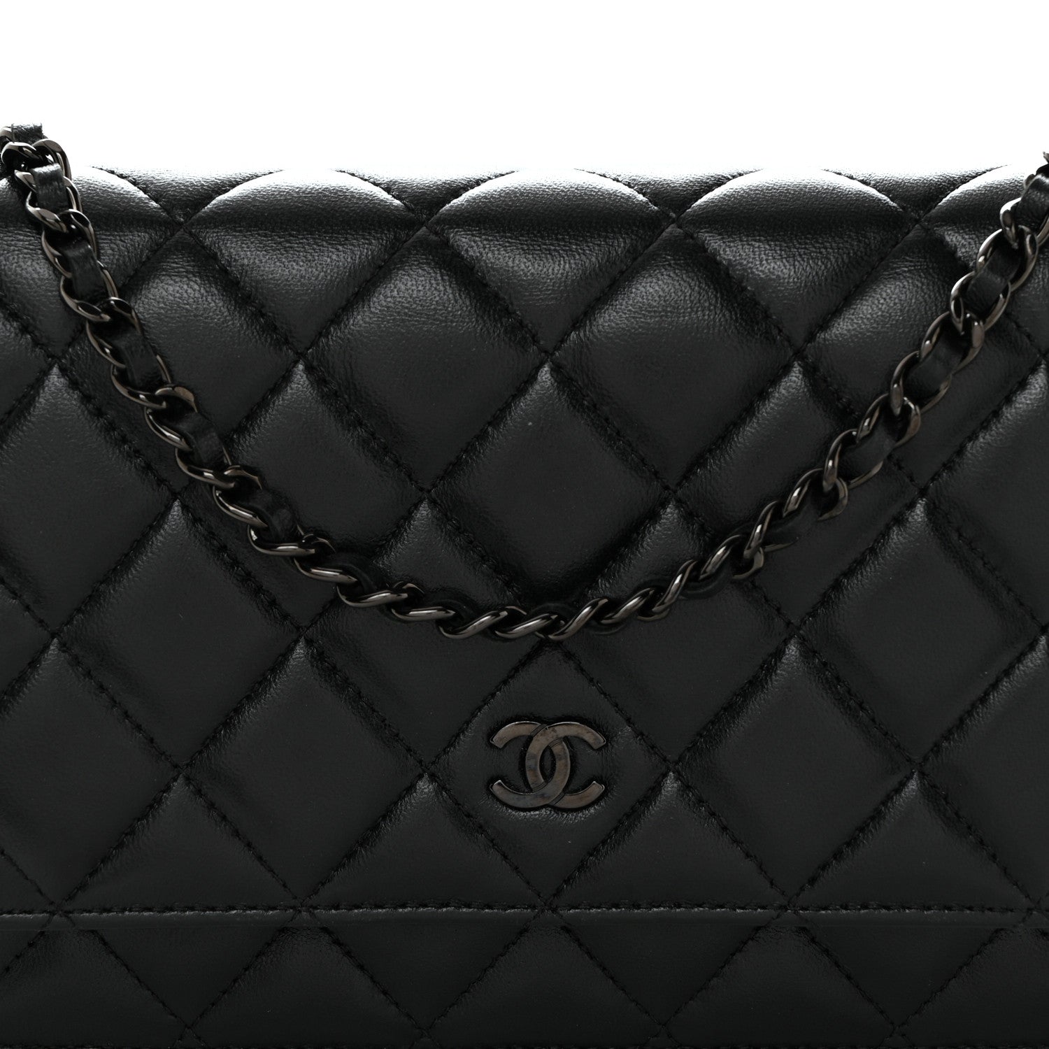 Chanel Lambskin Quilted Wallet On Chain WOC So Black 8 of 11