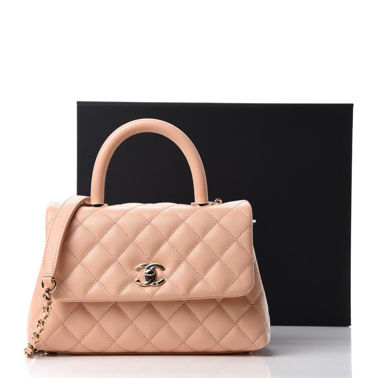 Caviar Quilted Mini Coco Handle Flap Light Pink
