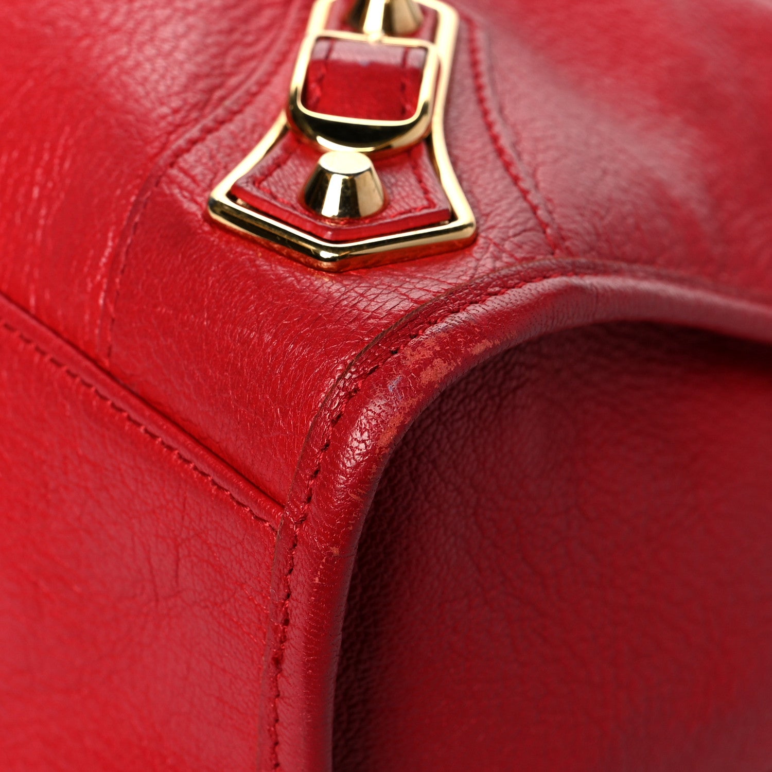 Balenciaga Chevre Gold Metallic Edge Hardware City Rouge Grenade 10 of 14