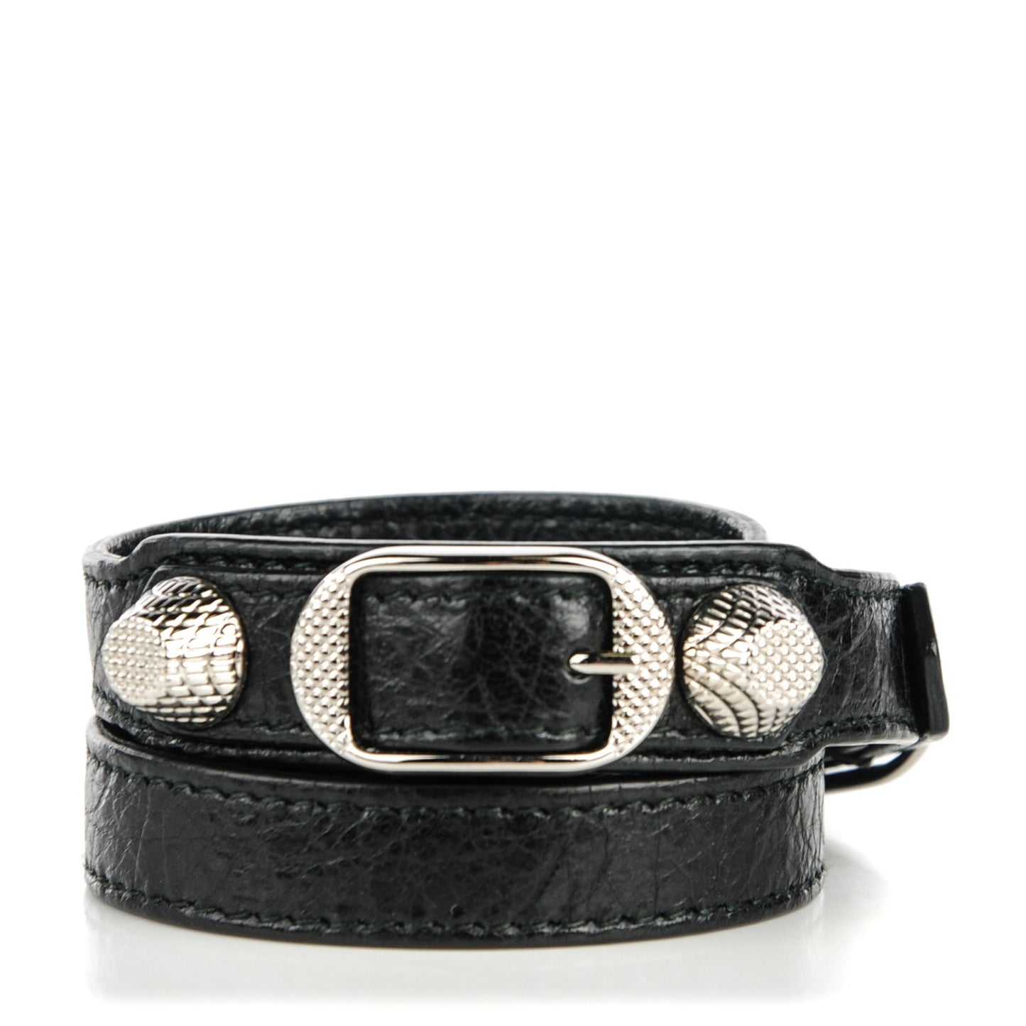 Agneau Giant Silver Hardware Triple Tour M Bracelet Black
