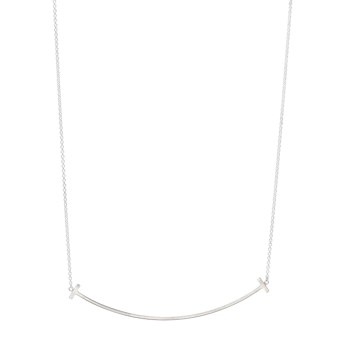Sterling Silver Large T Smile Pendant Necklace