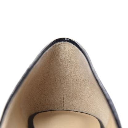 Jimmy Choo Denim Python Printed Pointy Toe Romy 85 Pumps 38.5 Navy 10 of 11