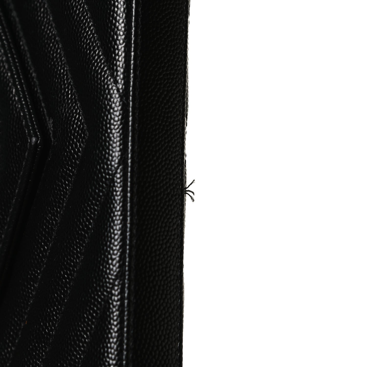 Saint Laurent Grain De Poudre Matelasse Chevron Monogram Chain Wallet Black 12 of 13