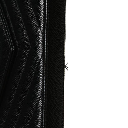 Saint Laurent Grain De Poudre Matelasse Chevron Monogram Chain Wallet Black 12 of 13