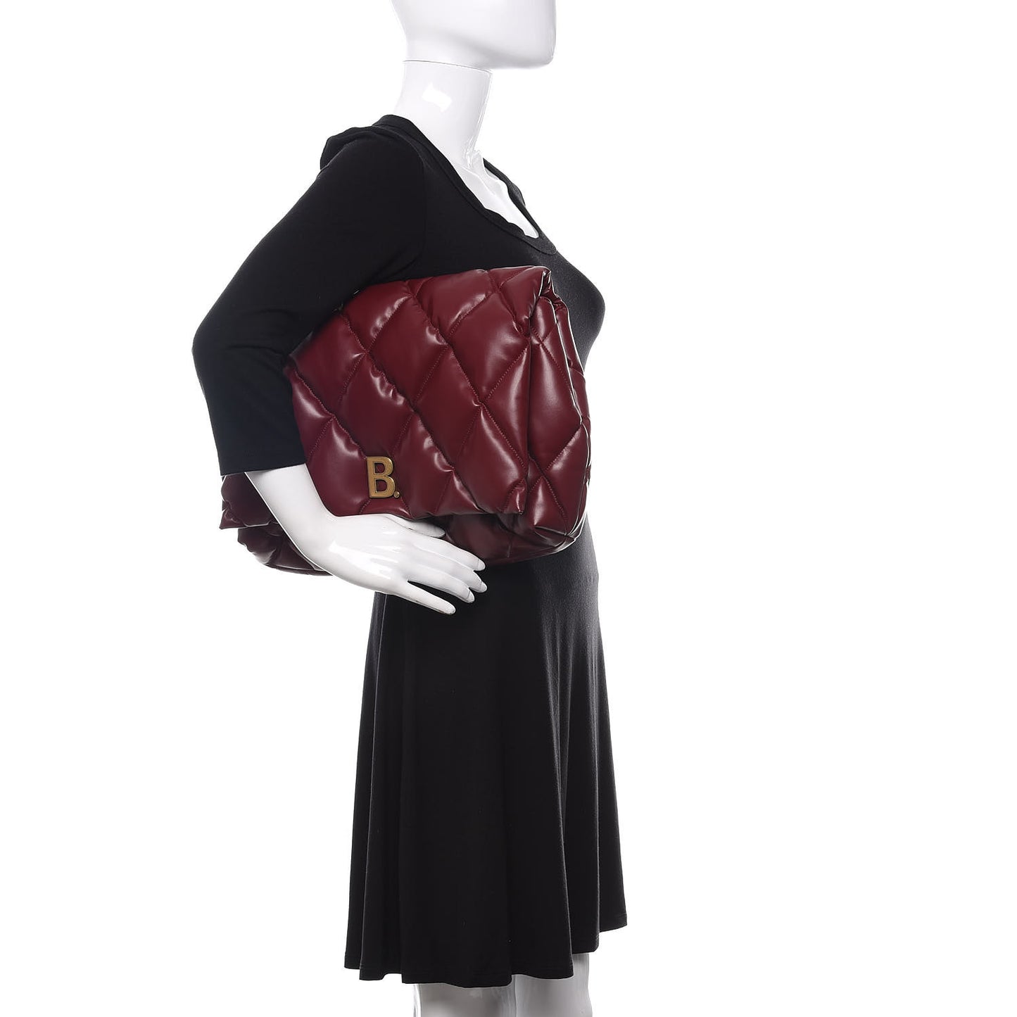 Nappa Calfskin Quilted Touch B Clutch Bag Dark Red