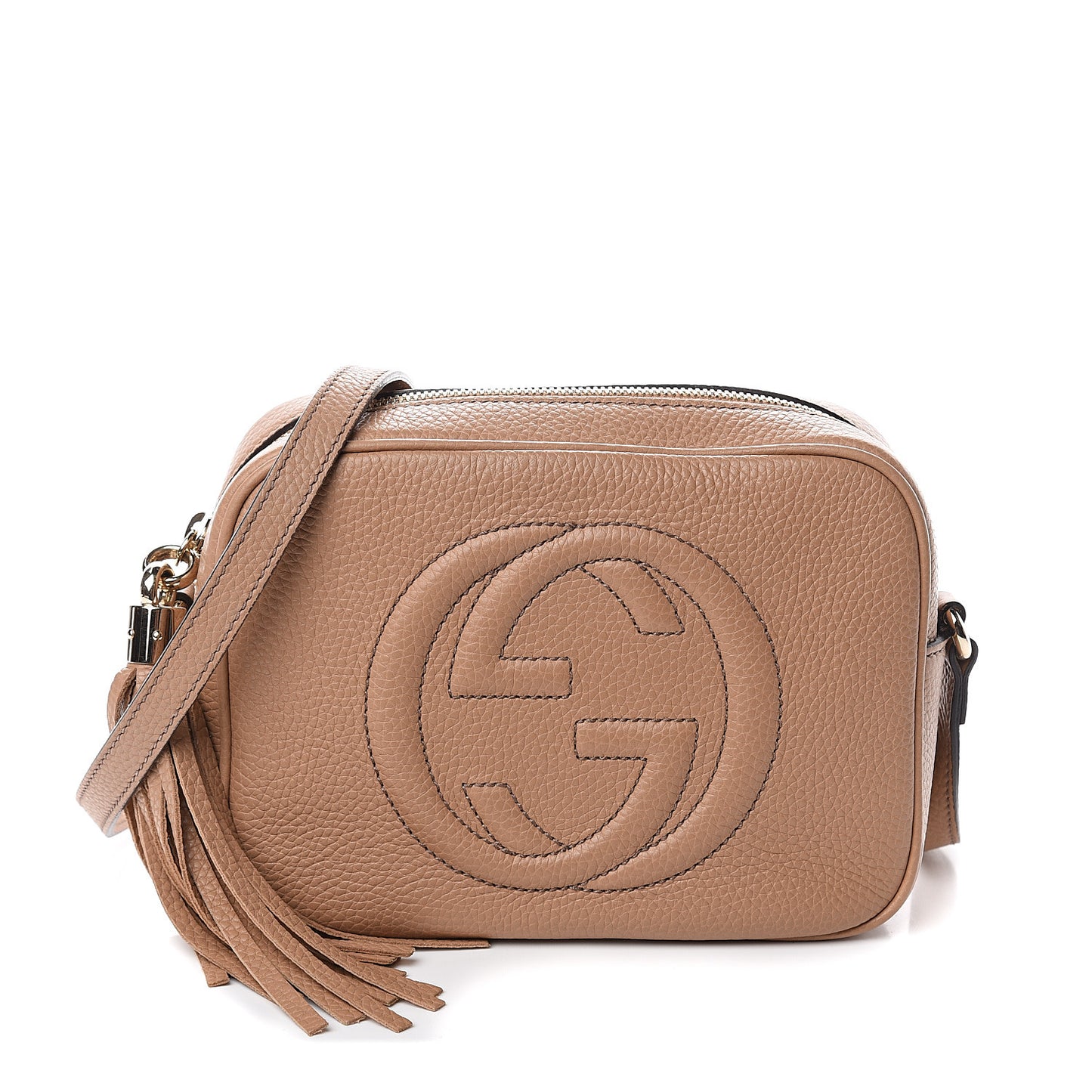 Pebbled Calfskin Small Soho Disco Bag Rose Beige