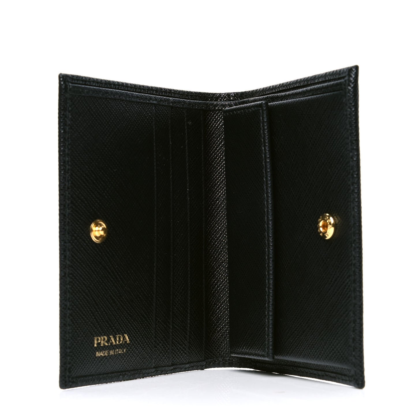 Saffiano Triangle Flap Compact Wallet Black
