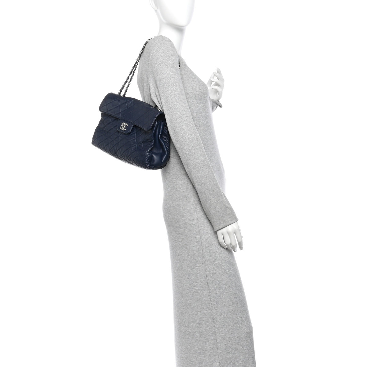 Lambskin Quilted Medium By 4 Flap Navy