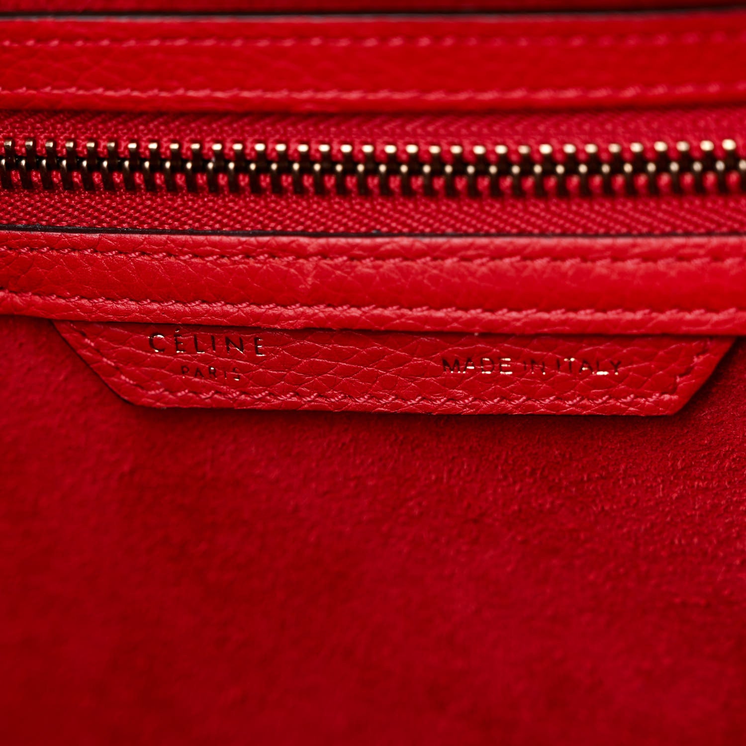 Celine Drummed Calfskin Mini Luggage Coquelicot 7 of 12