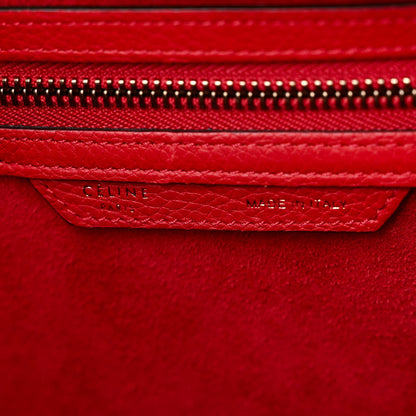 Celine Drummed Calfskin Mini Luggage Coquelicot 7 of 12
