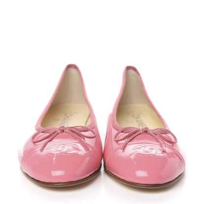 Chanel Patent CC Cap Toe Ballerina Flats 38.5 Light Pink 2 of 8