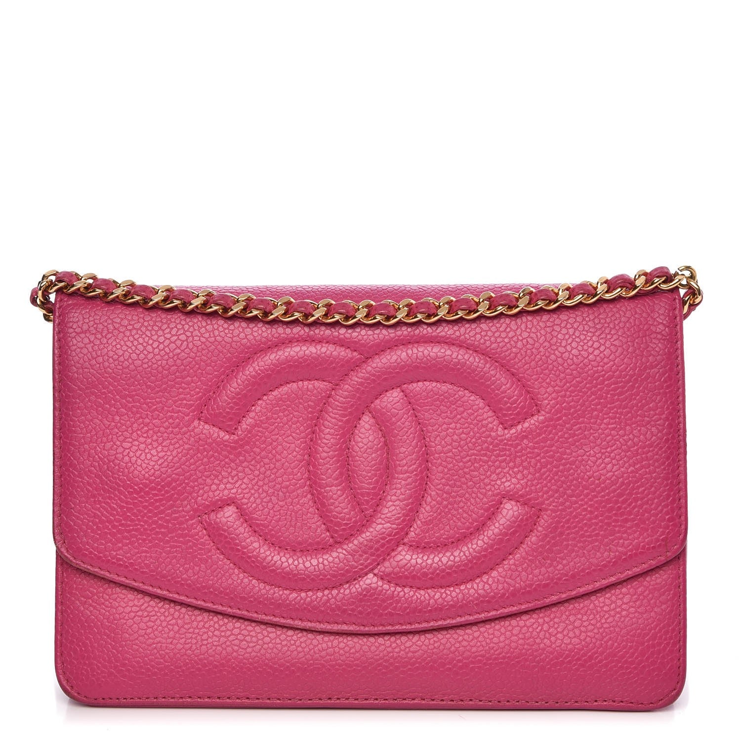 Chanel Caviar Timeless CC Wallet On Chain WOC Dark Pink 1 of 16
