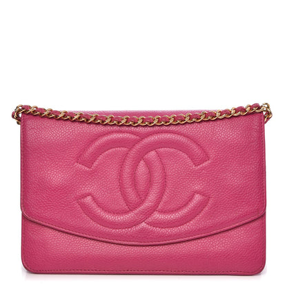 Chanel Caviar Timeless CC Wallet On Chain WOC Dark Pink 1 of 16