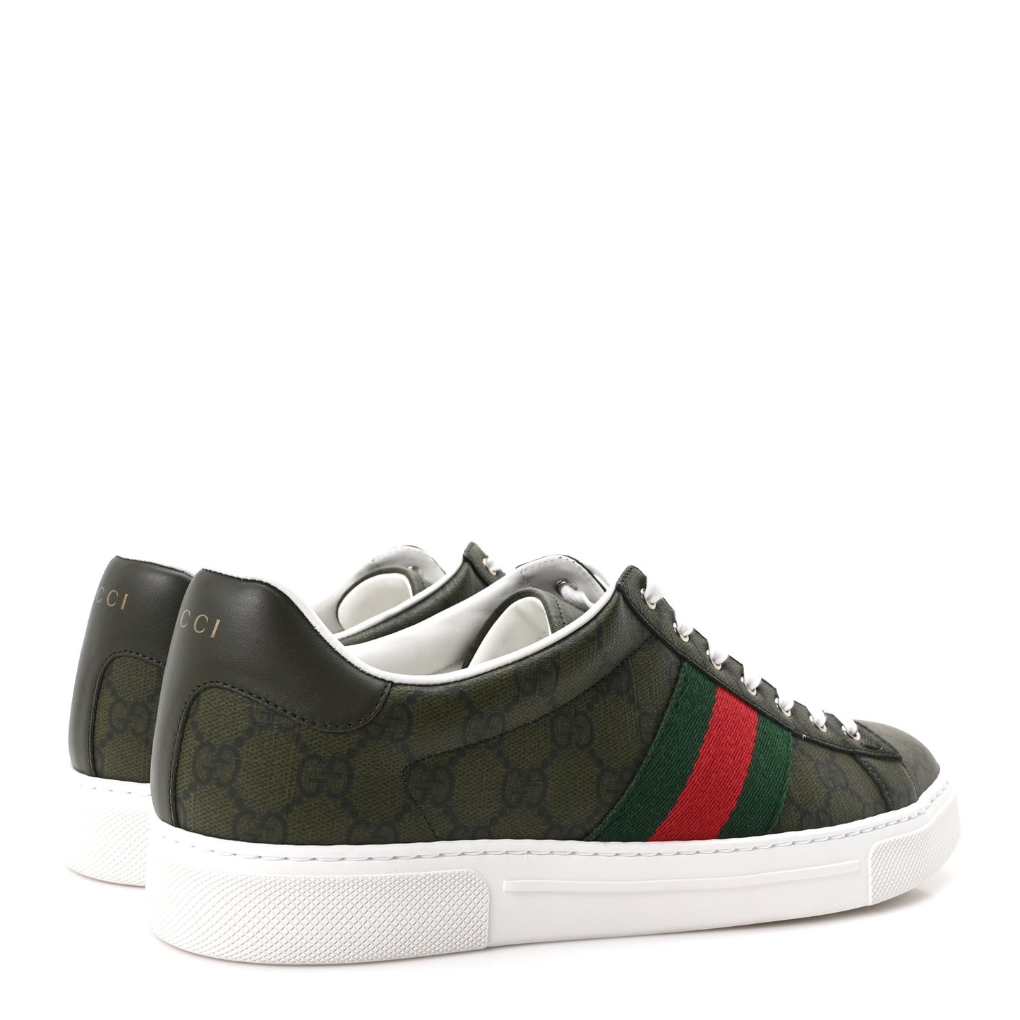 GG Supreme Monogram Web Mens New Ace Sneakers 9 Green