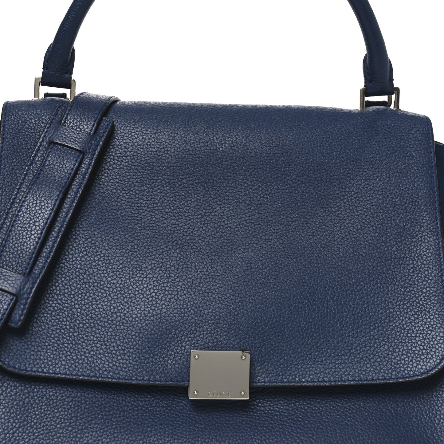 Drummed Calfskin Suede Medium Trapeze Navy Blue